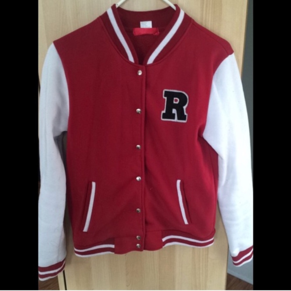 RED AND WHITE VARSITY JACKET